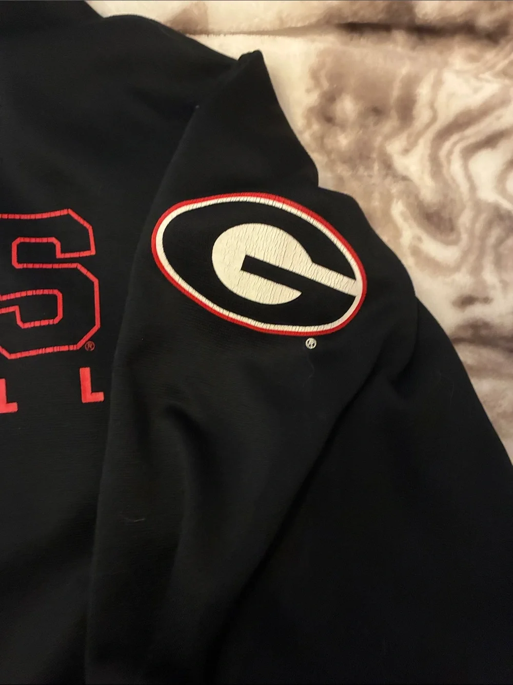Nike Black Hoodie with Red DAWGS Football Chest Logo